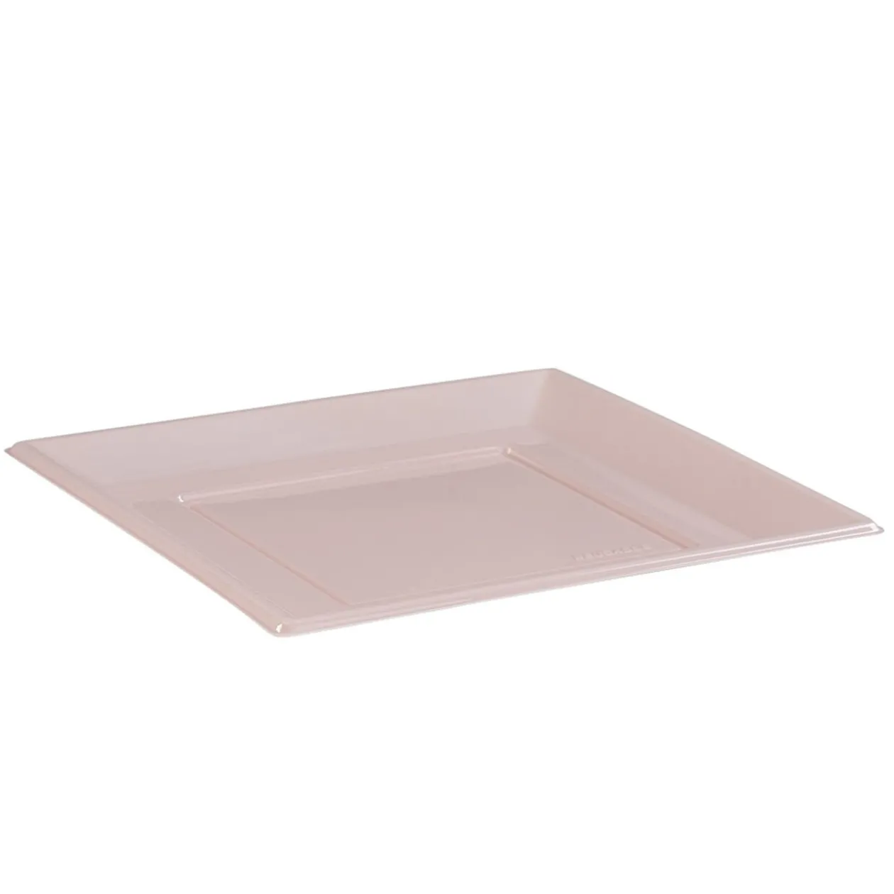 Lot de 6 assiettes plates carrées en plastique réutilisable rose pâle