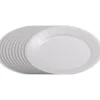 Lot de 50 assiettes plates rondes blanches effet enduit en carton