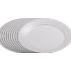 Lot de 50 assiettes plates rondes blanches effet enduit en carton