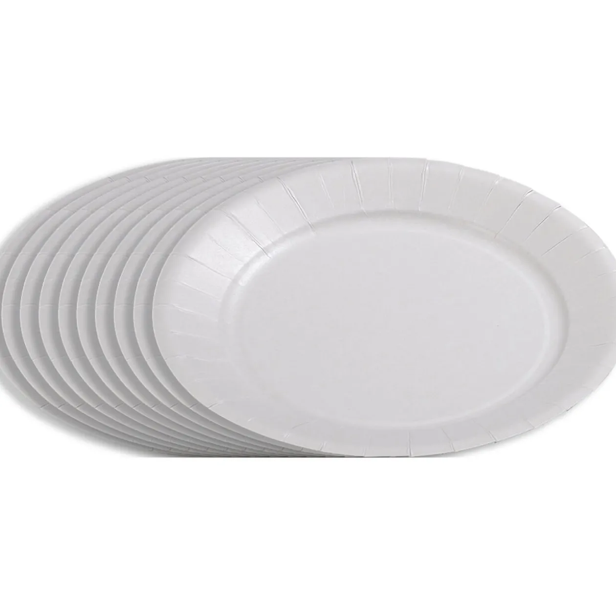Lot de 50 assiettes plates rondes blanches effet enduit en carton