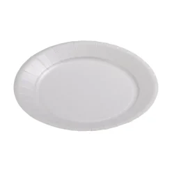 Lot de 50 assiettes plates rondes blanches effet enduit en carton