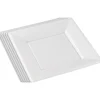 Lot de 6 assiettes plates carrées blanches en plastique réutilisable
