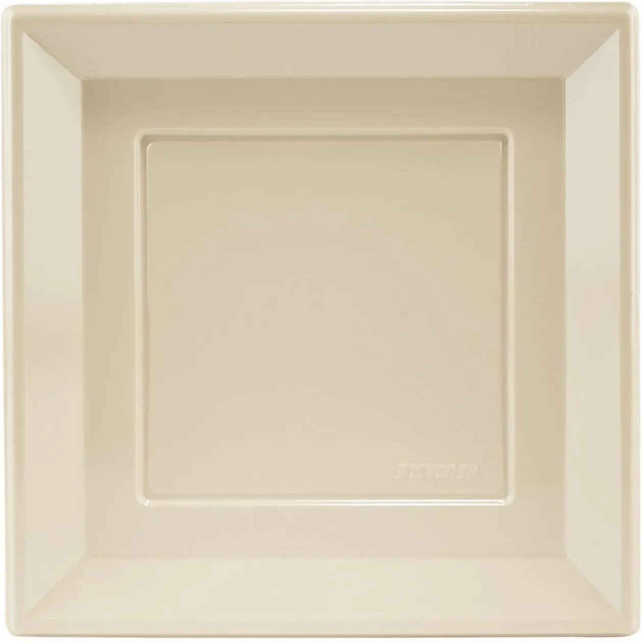 Lot de 6 assiettes plates carrées en plastique réutilisable blanc lin