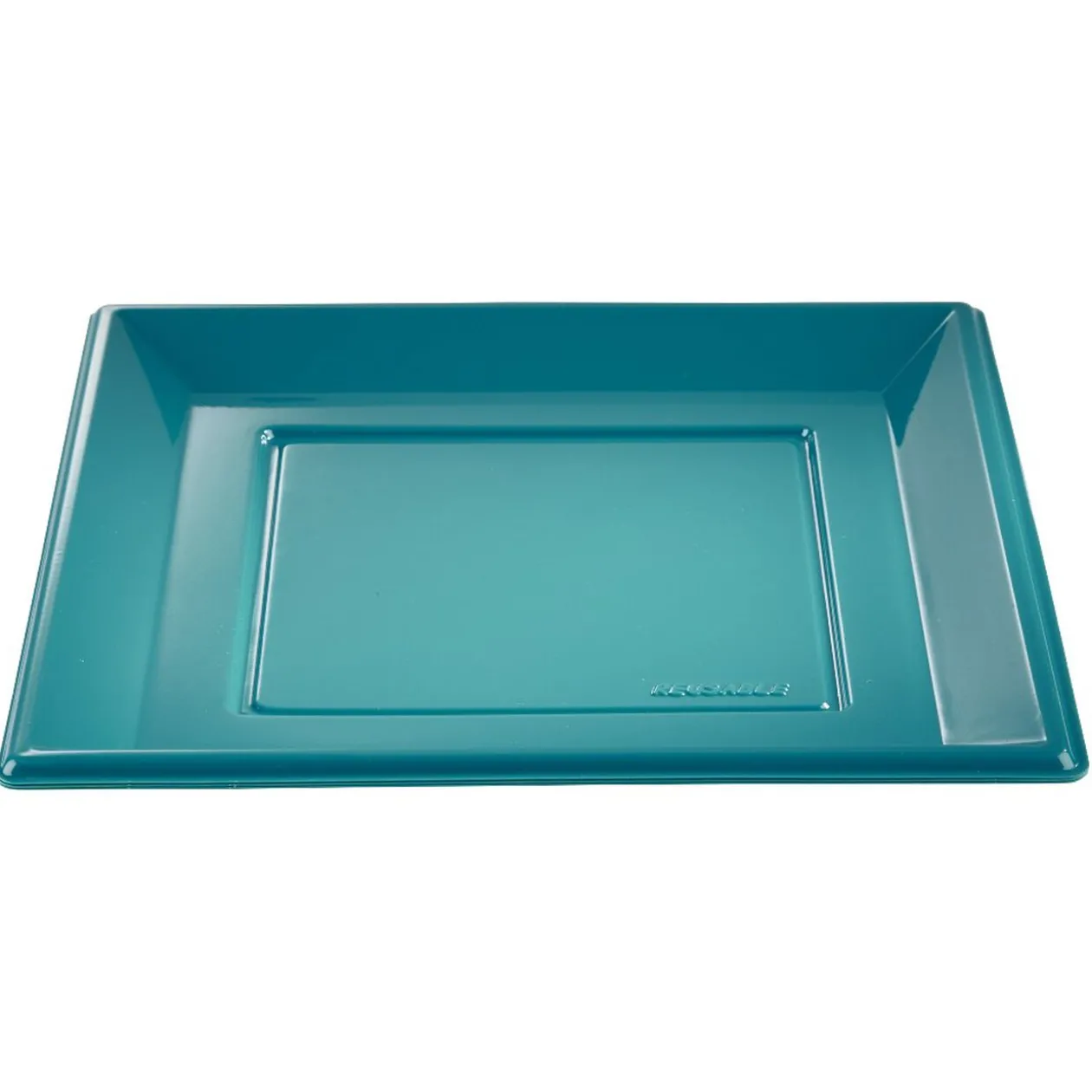 Lot de 6 assiettes plates carrées en plastique réutilisable bleu canard