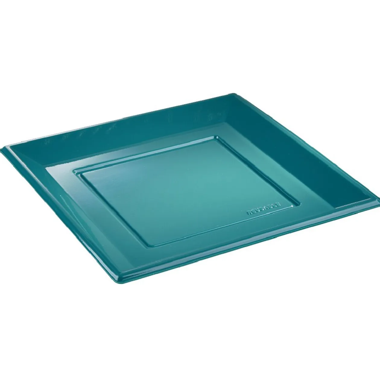 Lot de 6 assiettes plates carrées en plastique réutilisable bleu canard