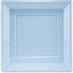 Lot de 6 assiettes plates carrées en plastique réutilisable bleu clair