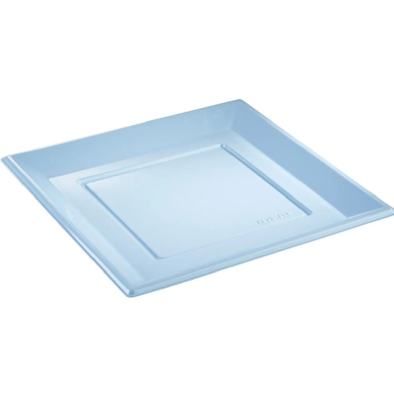 Lot de 6 assiettes plates carrées en plastique réutilisable bleu clair