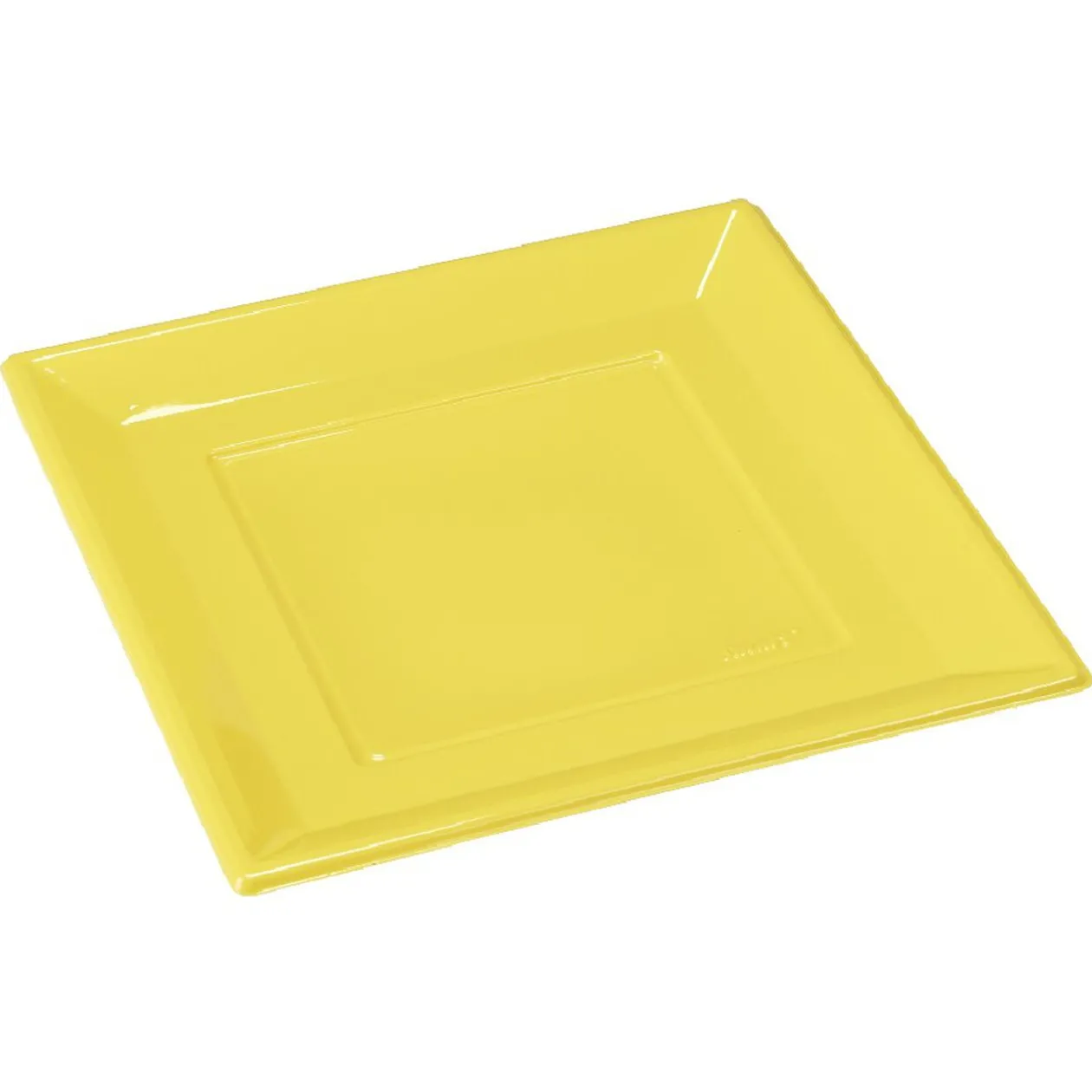 Lot de 6 assiettes plates carrées jaunes en plastique réutilisable