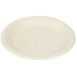 Lot de 50 assiettes plates rondes jetables en canne à sucre