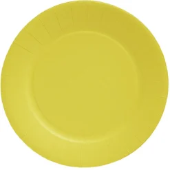 Lot de 10 assiettes plates rondes carton jaune Ø23cm