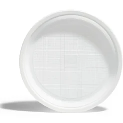 Lot de 50 assiettes plates réutilisables plastique blanc