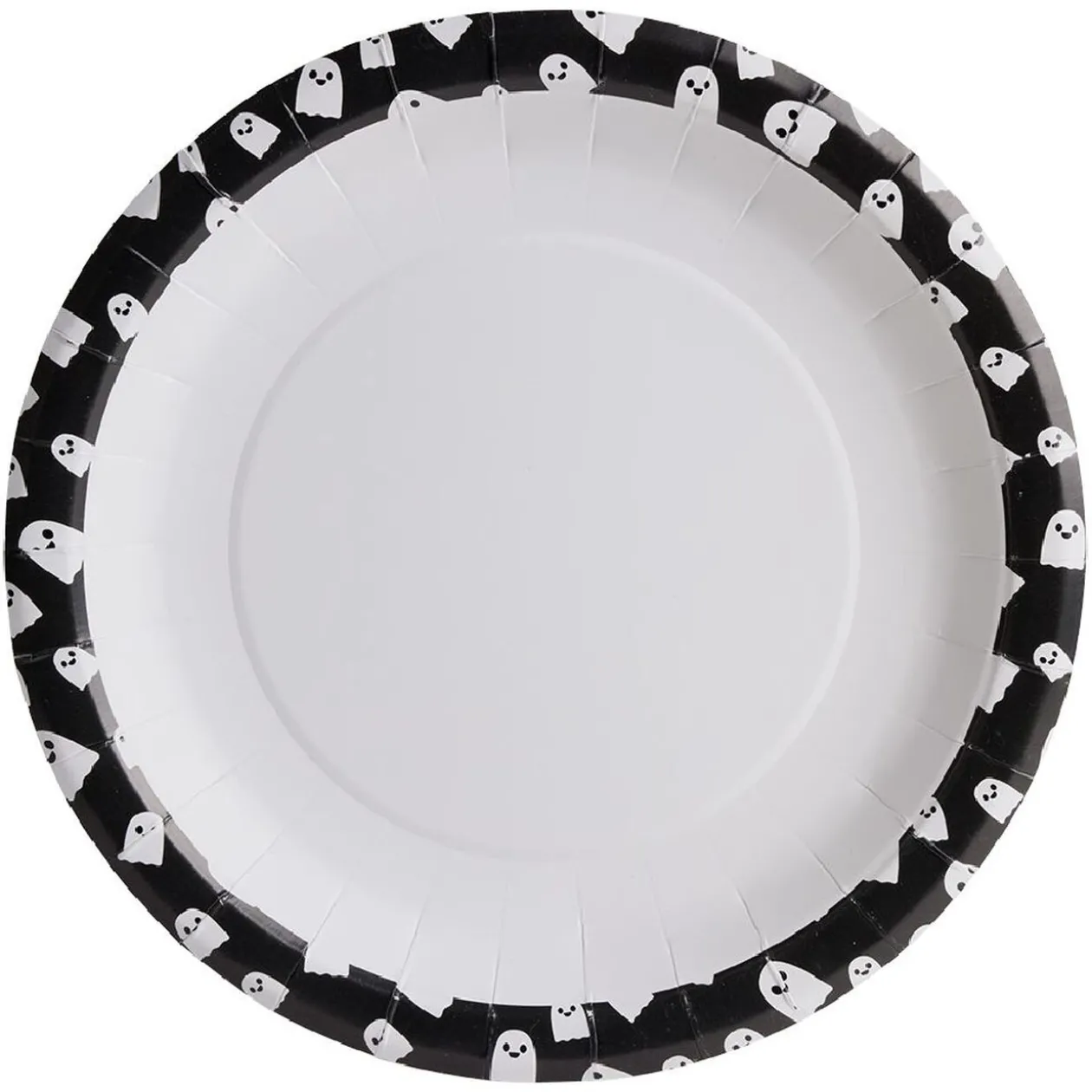 Lot de 10 assiettes rondes en carton Halloween motif fantôme