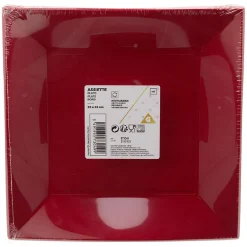 Lot de 10 assiettes réutilisables carrées rouges