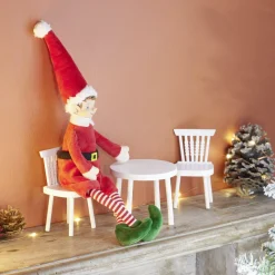 Lot de 2 chaises avec table pour lutin farceur en bois blanc