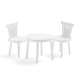 Lot de 2 chaises avec table pour lutin farceur en bois blanc