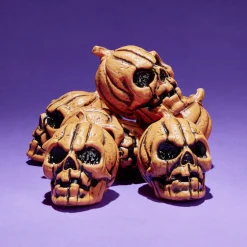 Lot de 6 citrouilles têtes de mort décoration Halloween à poser