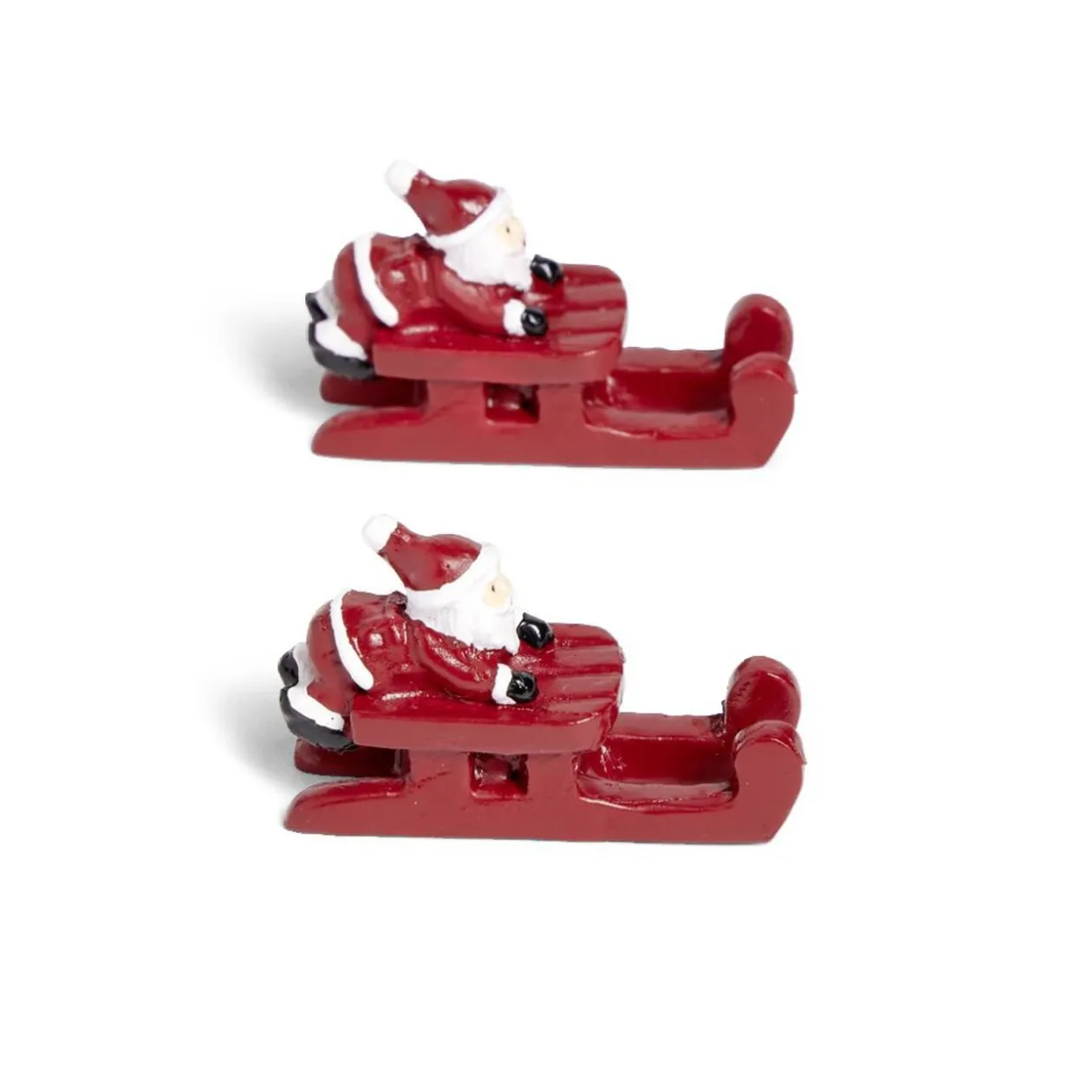 Lot de 2 décorations de table Père Noël sur traineau rouge