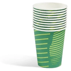 Lot de 10 gobelets en carton imprimé feuille vert