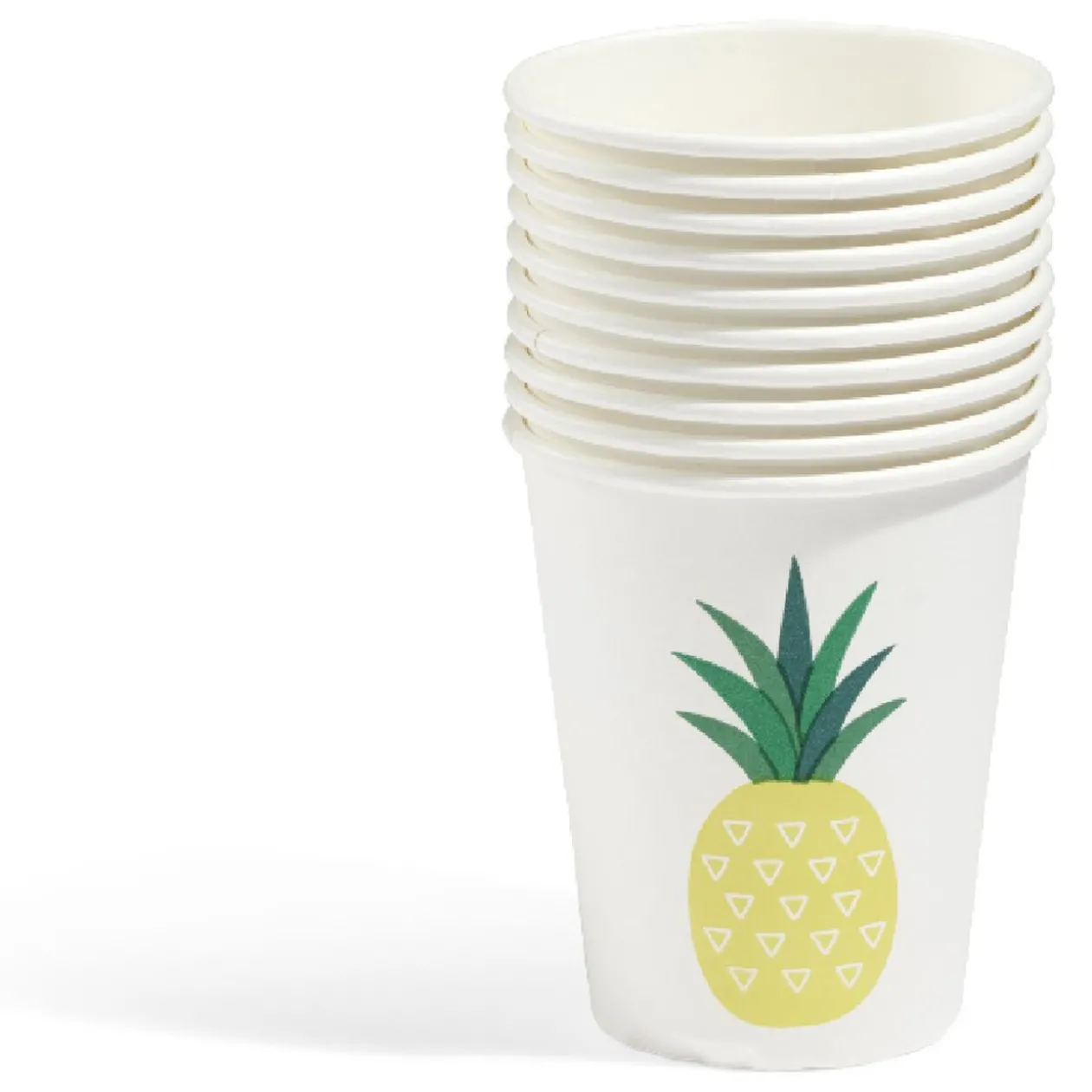 Lot de 10 gobelets en carton motif tropical ananas