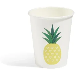 Lot de 10 gobelets en carton motif tropical ananas