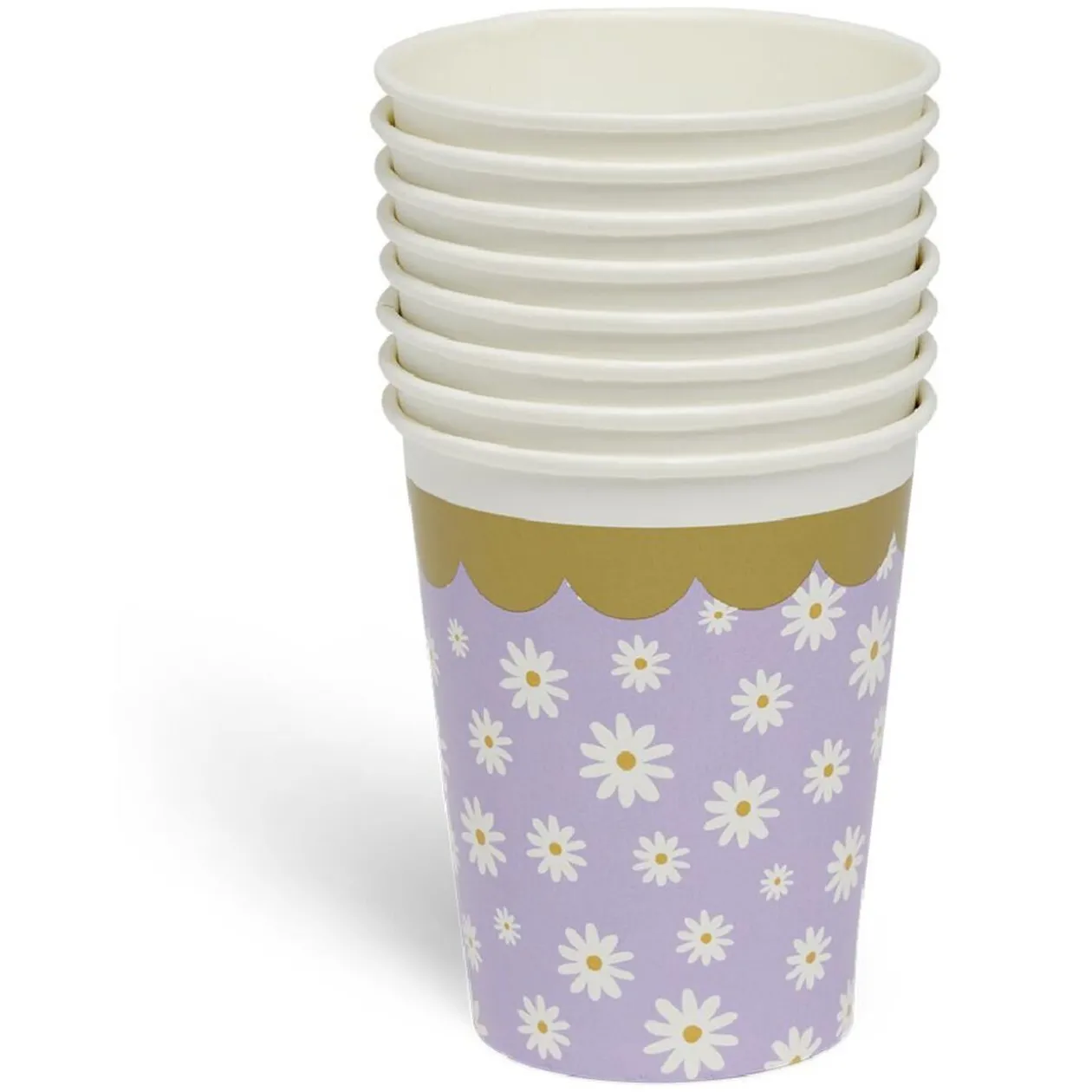 Lot de 8 gobelets motif pâquerette carton 24cl - 4 coloris