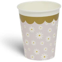 Lot de 8 gobelets motif pâquerette carton 24cl - 4 coloris