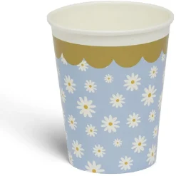 Lot de 8 gobelets motif pâquerette carton 24cl - 4 coloris