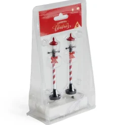 Lot de 2 lampadaires sucre d'orge LED à piles H10cm