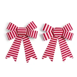 Lot de 2 noeuds rayés rouges et blancs Candyland 12x15cm
