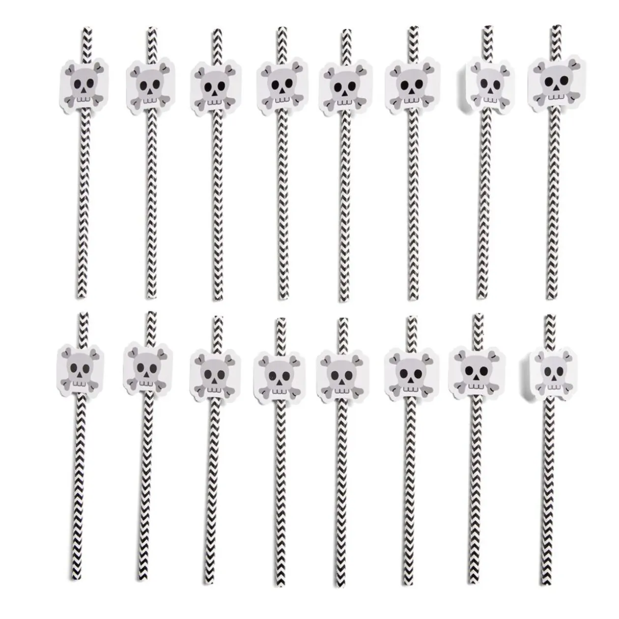 Lot de 16 pailles Halloween en papier - 4 modèles