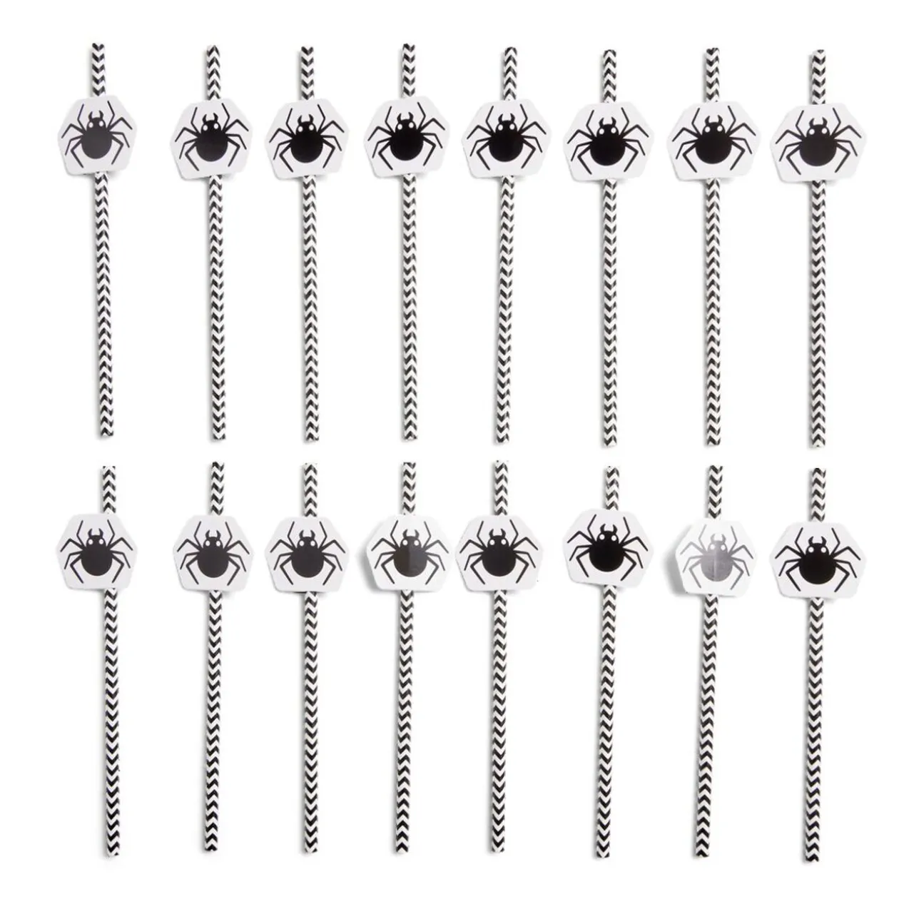 Lot de 16 pailles Halloween en papier - 4 modèles