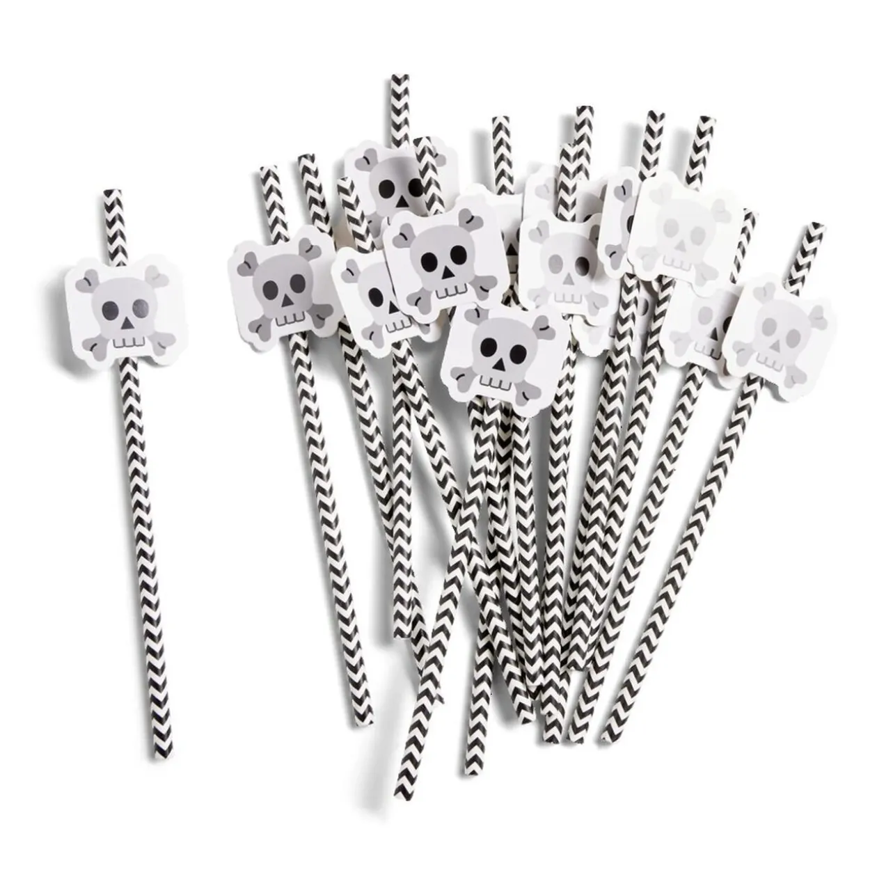 Lot de 16 pailles Halloween en papier - 4 modèles