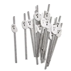 Lot de 16 pailles Halloween en papier - 4 modèles