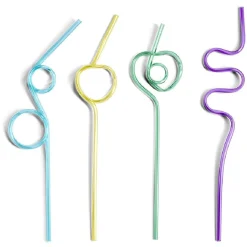 Lot de 4 pailles réutilisables plastique L24cm