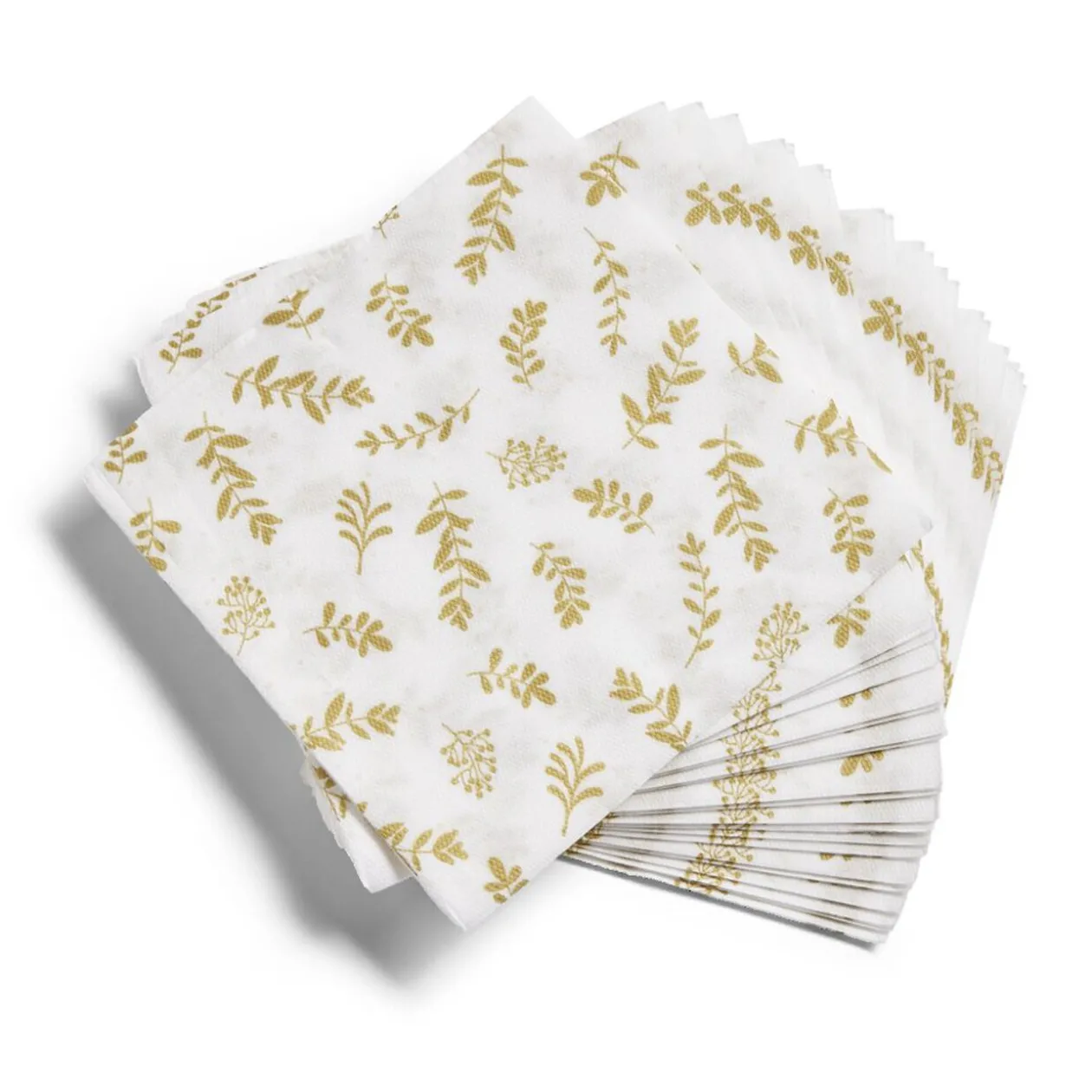 Lot de 20 serviettes en papier blanc motif confetti doré 40x40cm