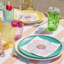 Lot de 16 serviettes motif fleur papier 33x33cm