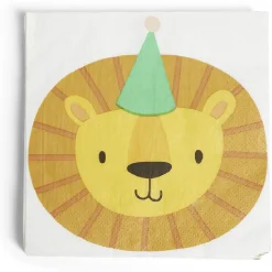 Lot de 16 serviettes motif lion papier 33x33cm