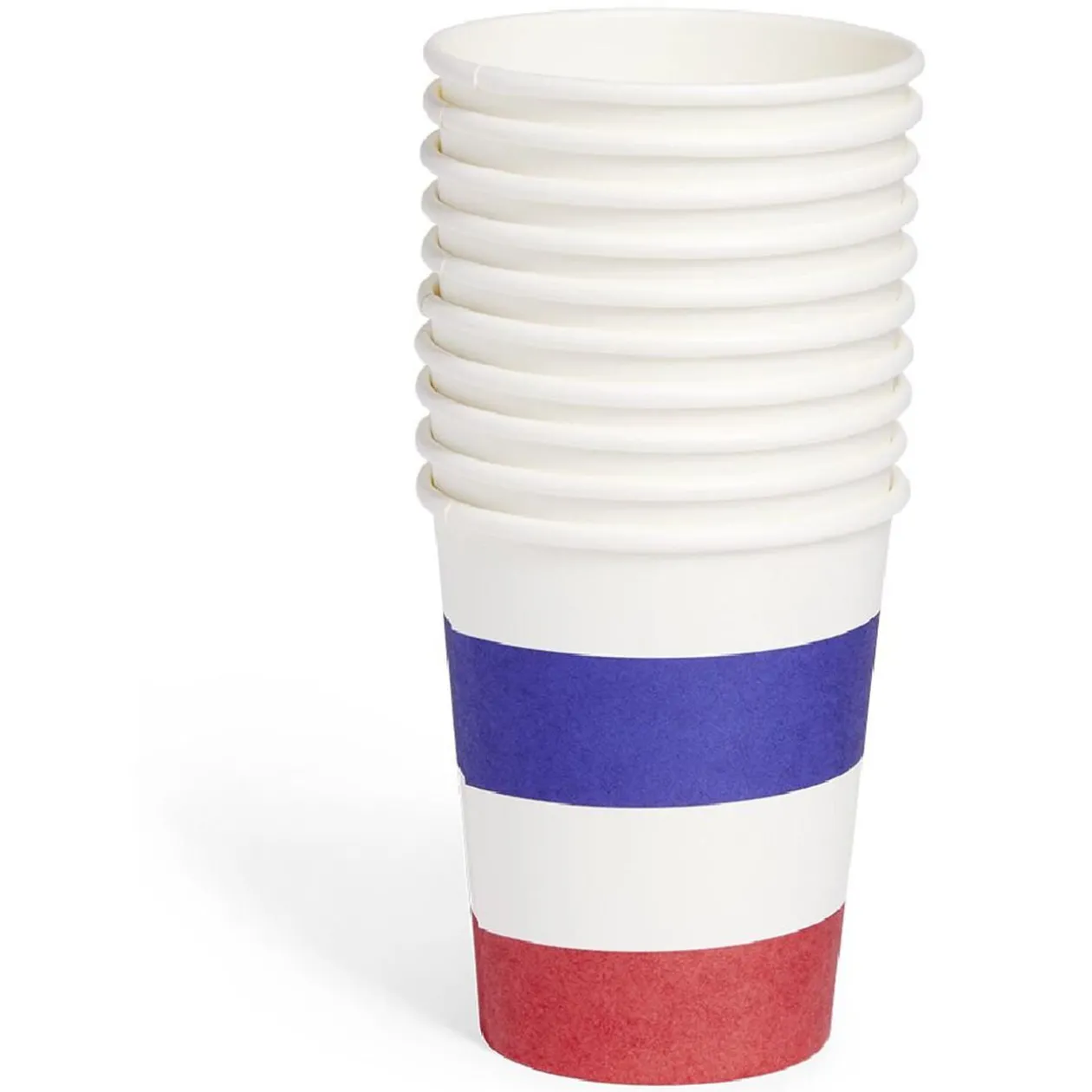 Lot de 10 verres Happy Party papier bleu blanc rouge
