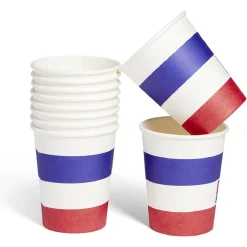 Lot de 10 verres Happy Party papier bleu blanc rouge