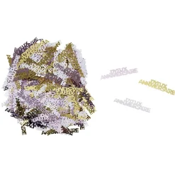 Lot de confettis joyeux anniversaire rose doré et blanc
