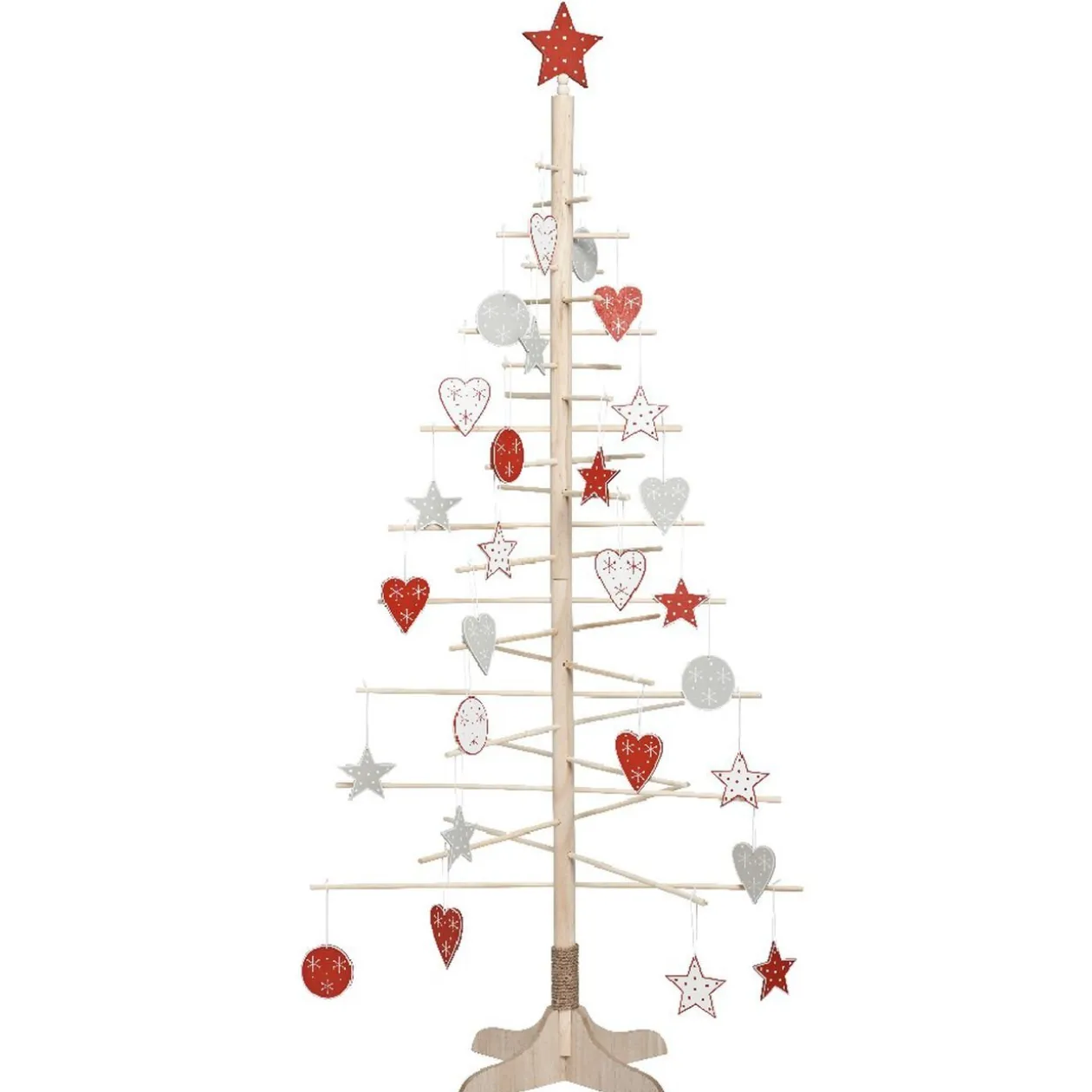 Lot sapin de Noël en bois et 30 décorations