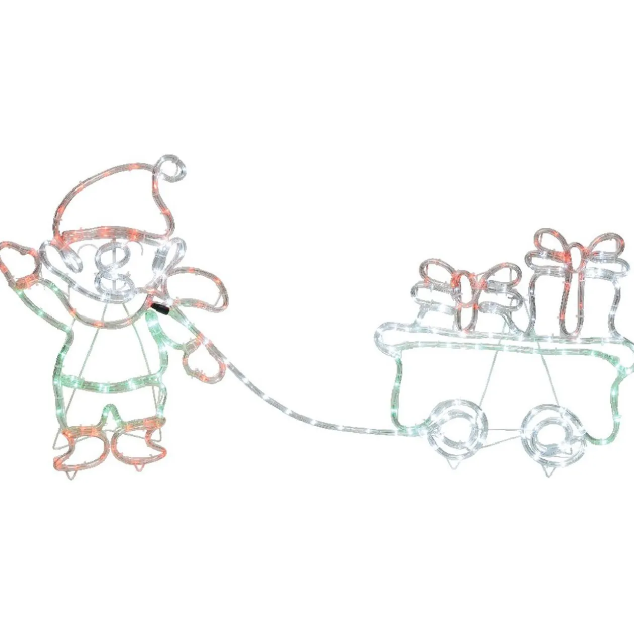 Lutin avec chariot à poser lumineux 220 LED