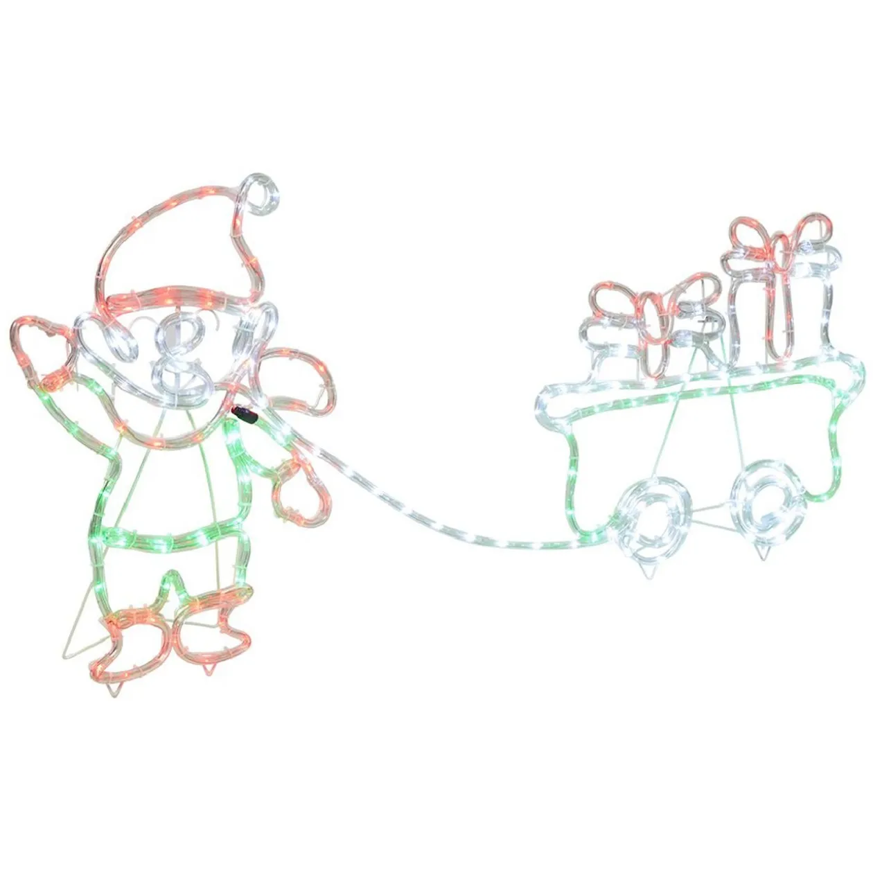 Lutin avec chariot à poser lumineux 220 LED