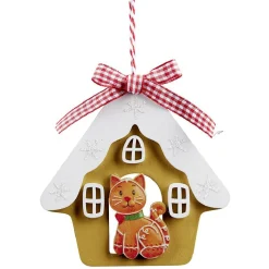 Maison à suspendre en bois déco chien ou chat 11x11cm