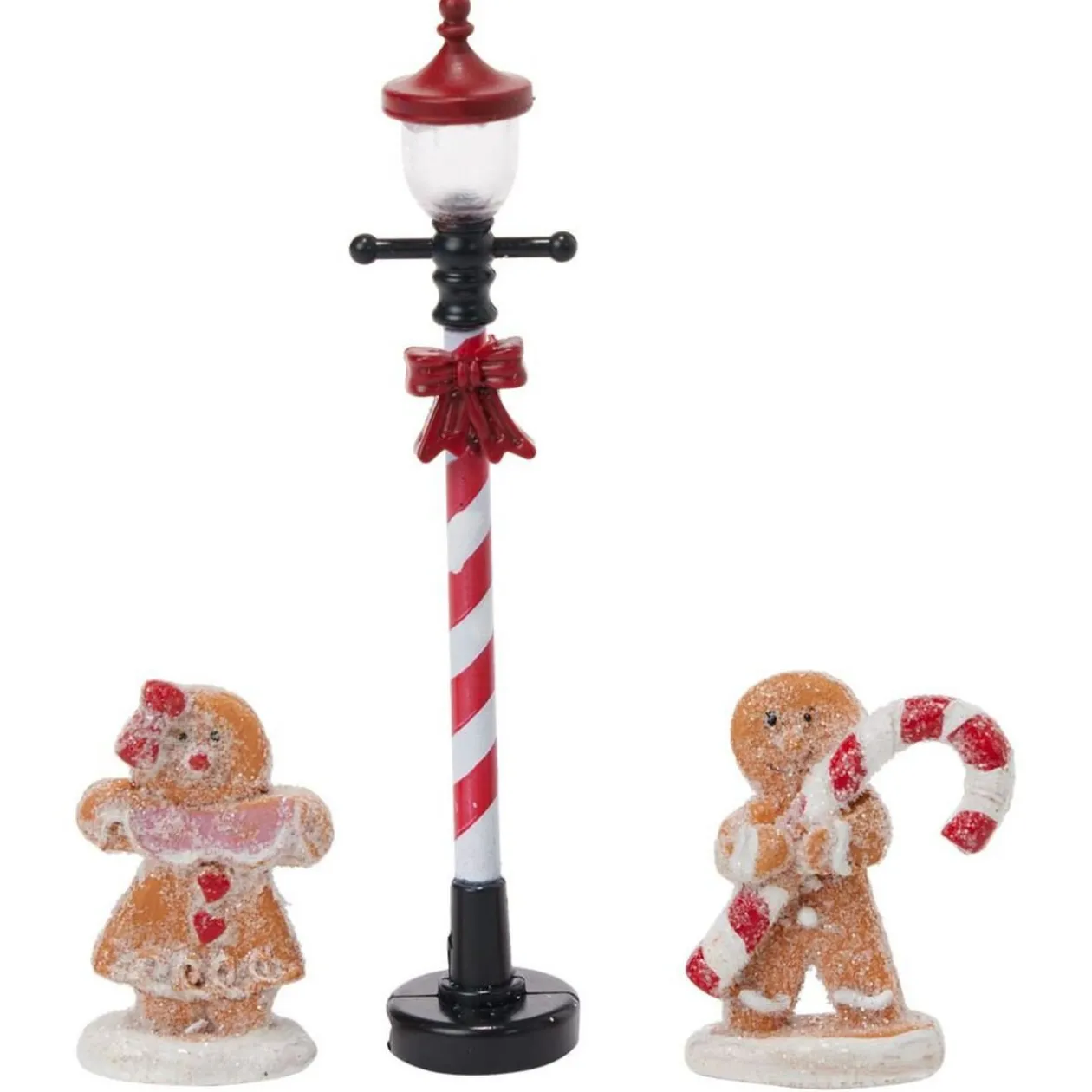 Maison lumineuse de Noël design pain d'épices avec 3 figurines