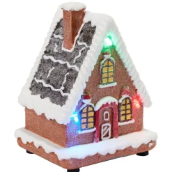 Maison lumineuse de Noël design pain d'épices avec 3 figurines
