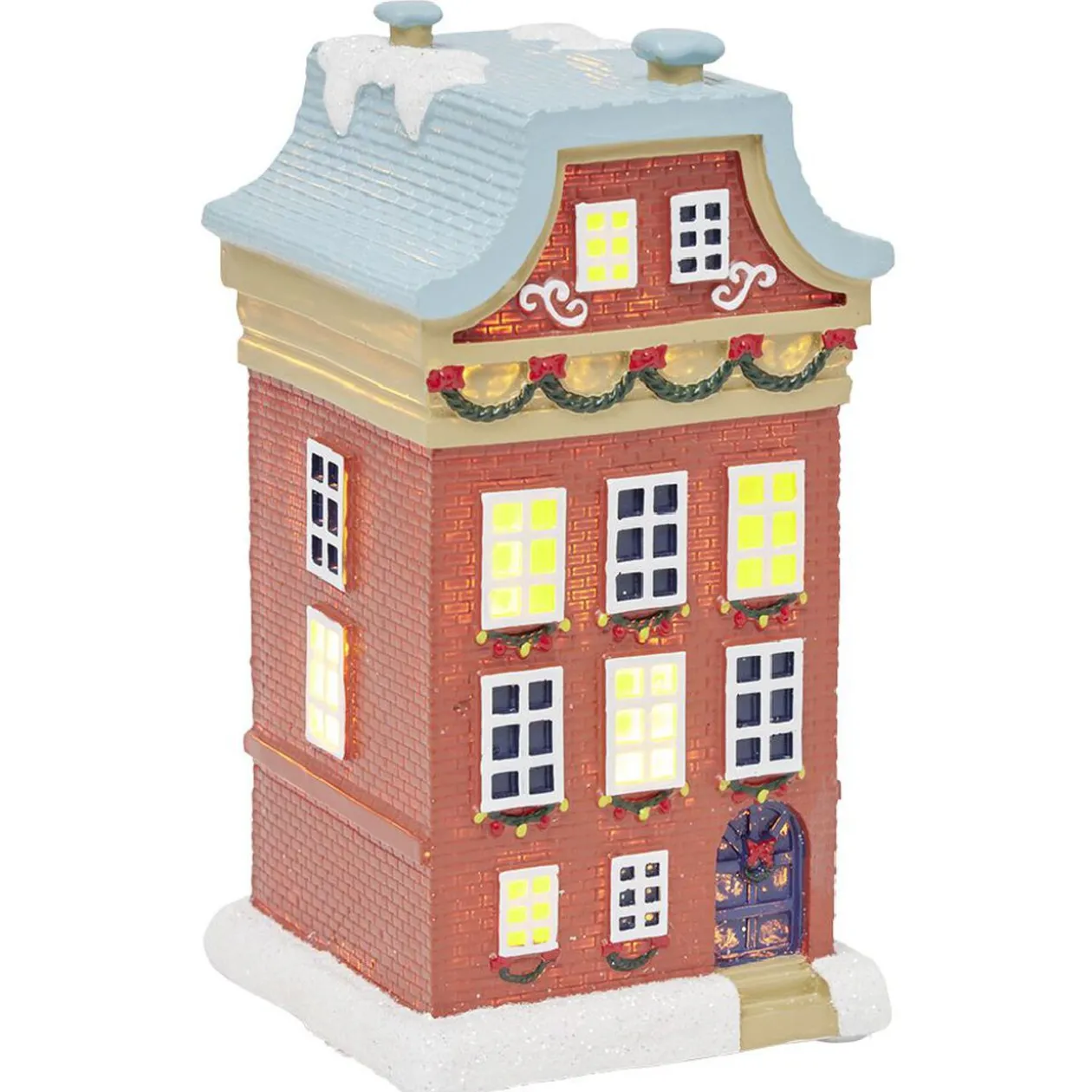 Maison lumineuse de Noël nordique rouge H15,3cm