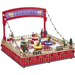 Manège tasse enchantée animé lumineux musical village de Noël