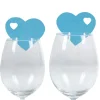 Marque verre coeur bleu turquoise x10