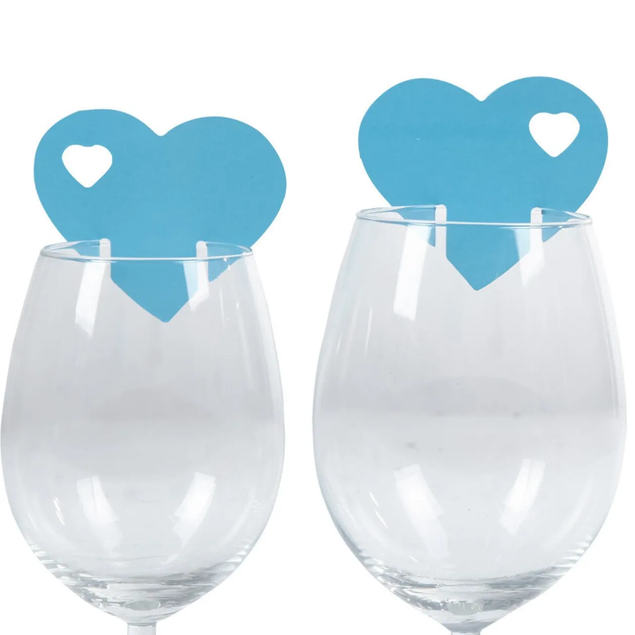 Marque verre coeur bleu turquoise x10